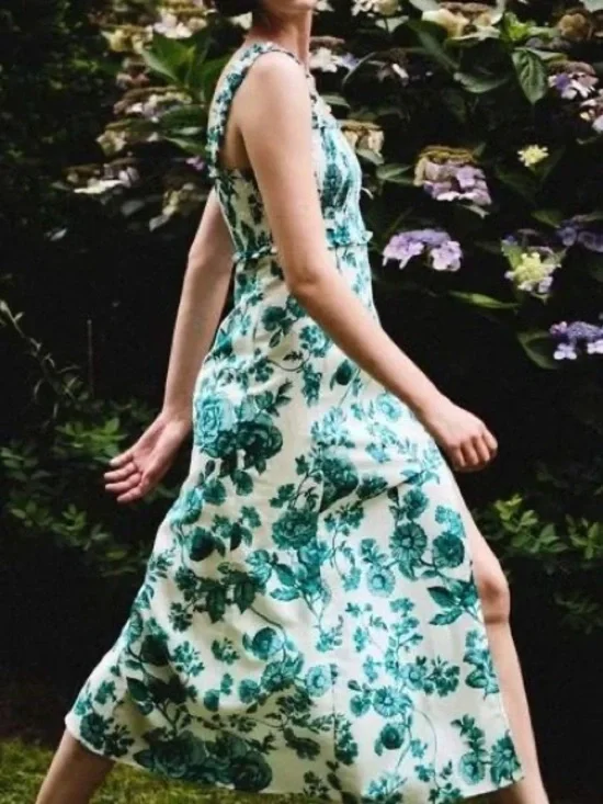 Zara White Mini Dress with Teal Floral Print - Picture 2 of 7